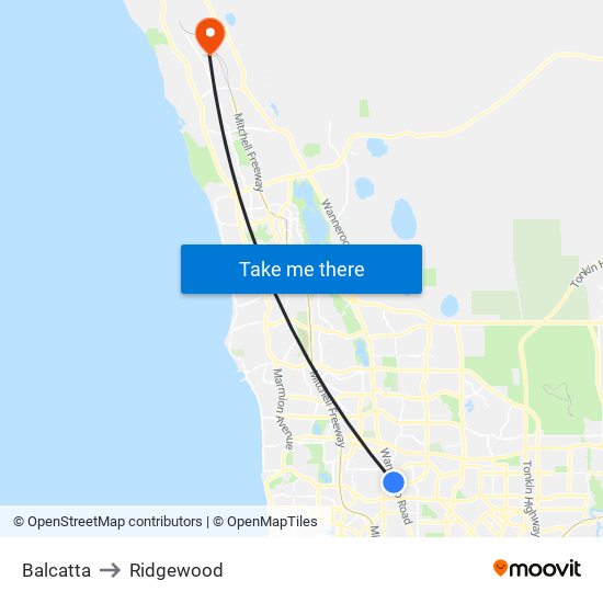 Balcatta to Ridgewood map