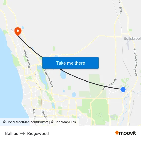 Belhus to Ridgewood map