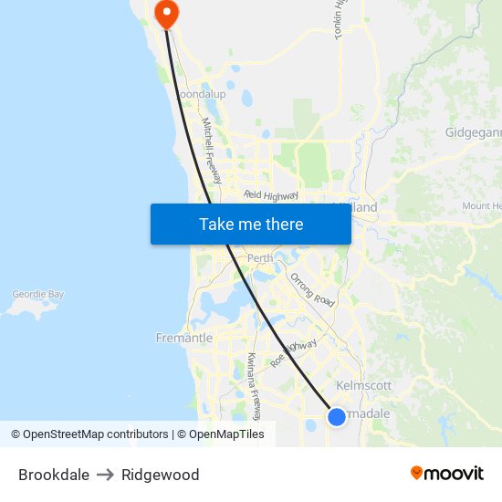 Brookdale to Ridgewood map