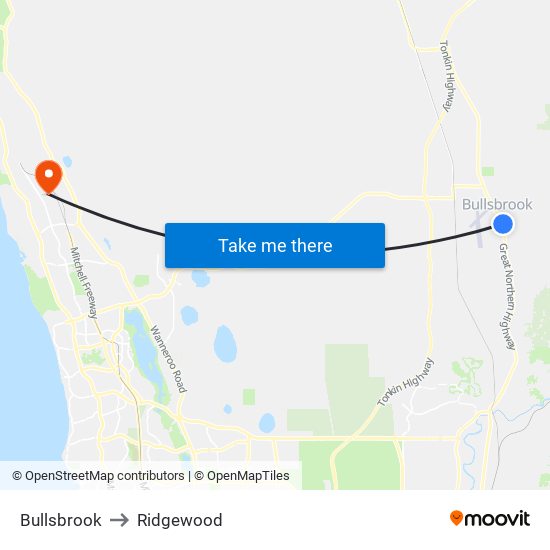 Bullsbrook to Ridgewood map