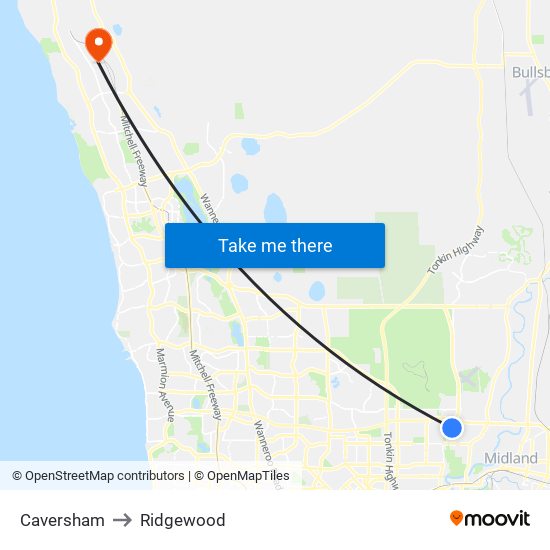 Caversham to Ridgewood map