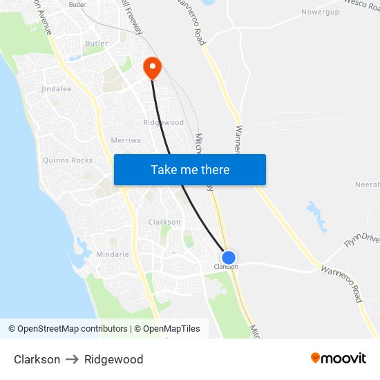 Clarkson to Ridgewood map