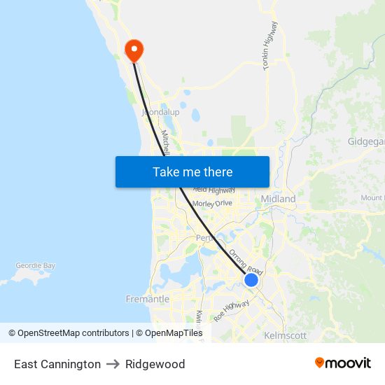 East Cannington to Ridgewood map