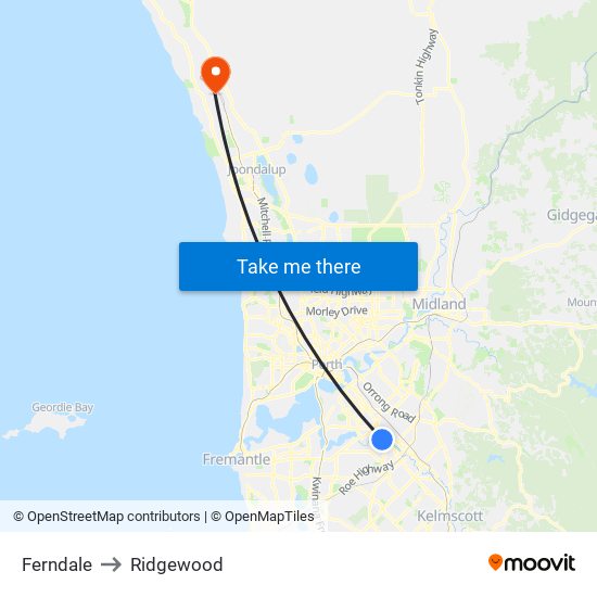 Ferndale to Ridgewood map