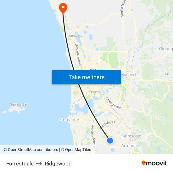 Forrestdale to Ridgewood map