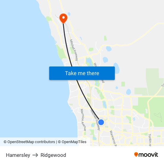 Hamersley to Ridgewood map