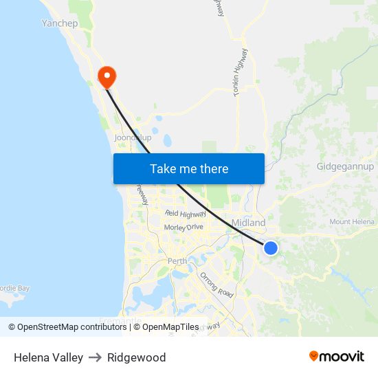 Helena Valley to Ridgewood map