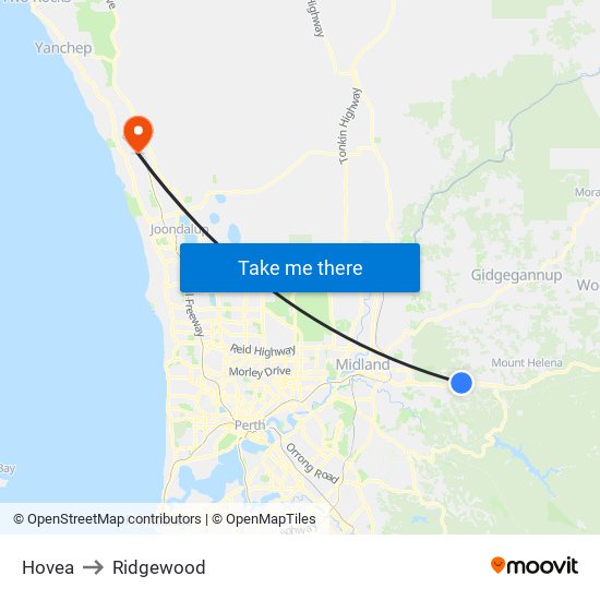 Hovea to Ridgewood map