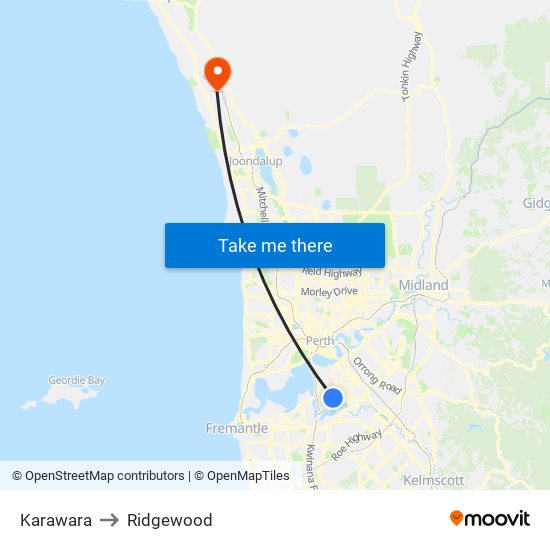 Karawara to Ridgewood map