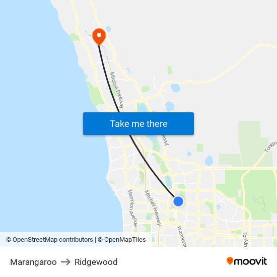 Marangaroo to Ridgewood map