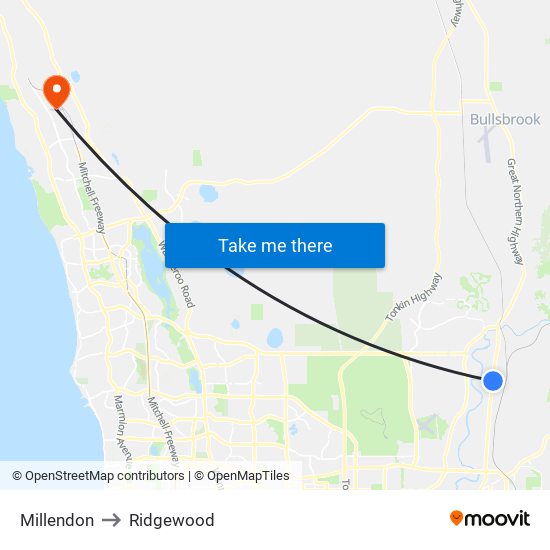 Millendon to Ridgewood map