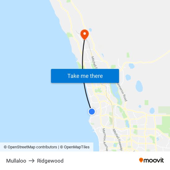 Mullaloo to Ridgewood map