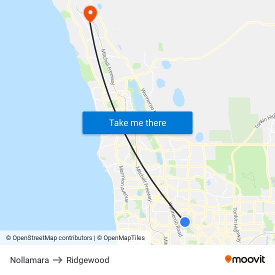 Nollamara to Ridgewood map