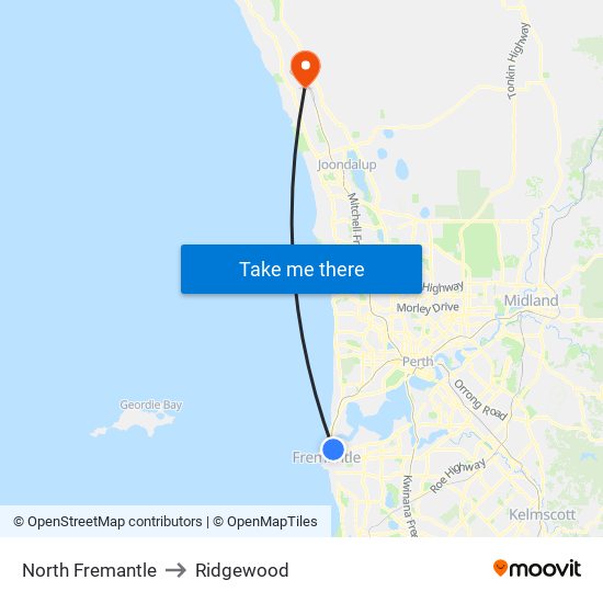 North Fremantle to Ridgewood map