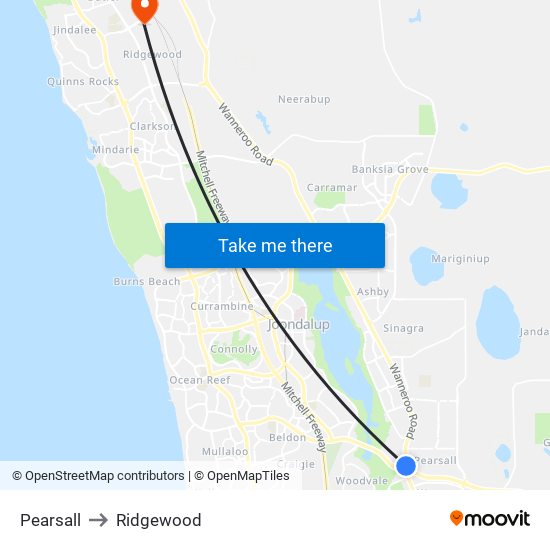 Pearsall to Ridgewood map