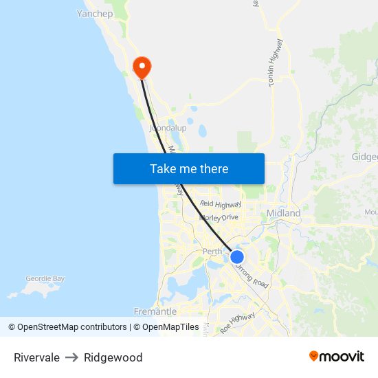 Rivervale to Ridgewood map