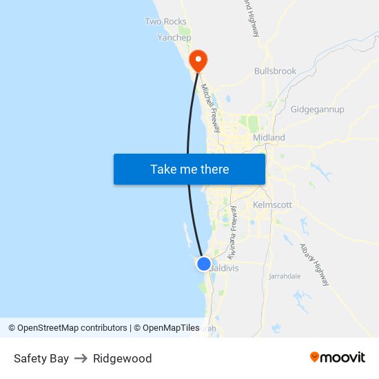 Safety Bay to Ridgewood map
