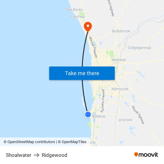 Shoalwater to Ridgewood map