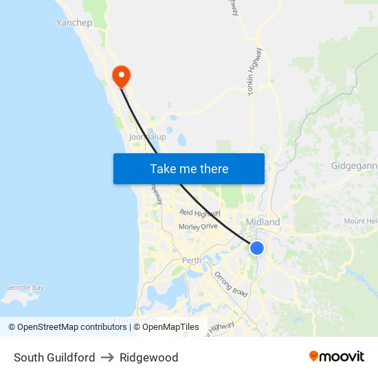 South Guildford to Ridgewood map