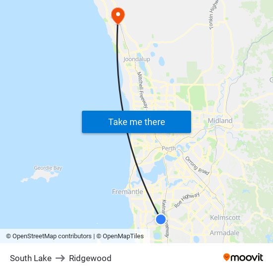 South Lake to Ridgewood map