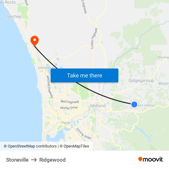 Stoneville to Ridgewood map