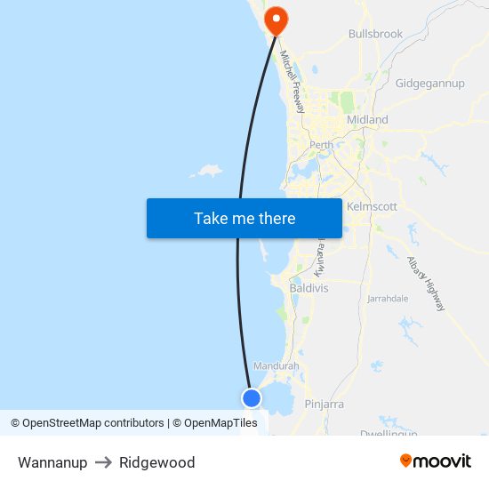 Wannanup to Ridgewood map