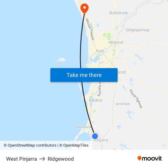 West Pinjarra to Ridgewood map