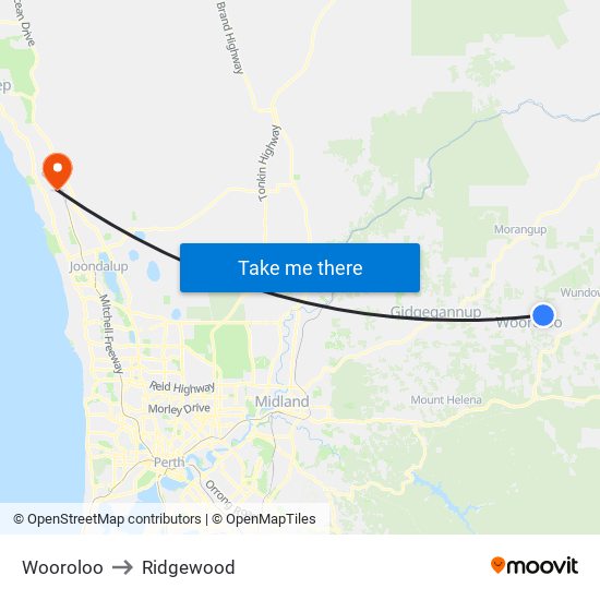 Wooroloo to Ridgewood map