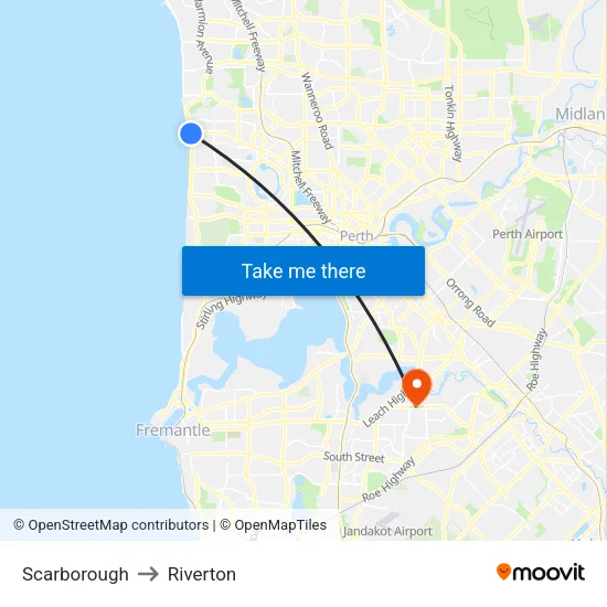 Scarborough to Riverton map