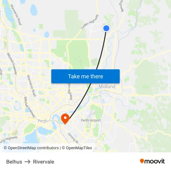 Belhus to Rivervale map