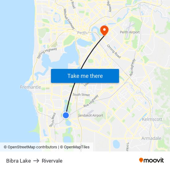 Bibra Lake to Rivervale map