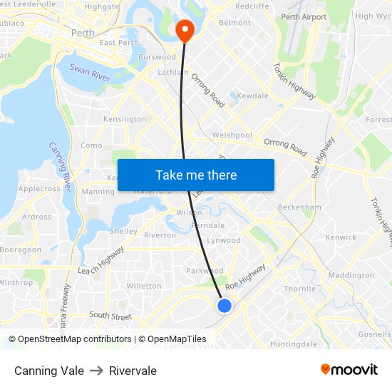 Canning Vale to Rivervale map