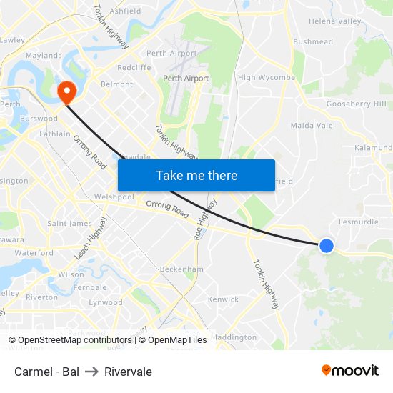 Carmel - Bal to Rivervale map