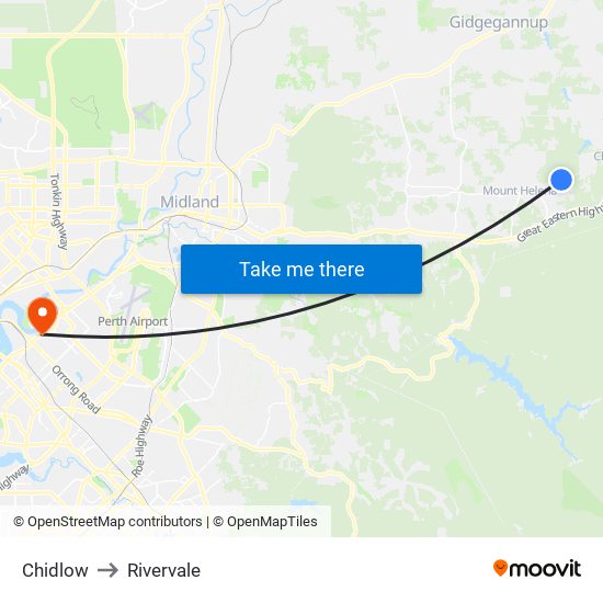 Chidlow to Rivervale map