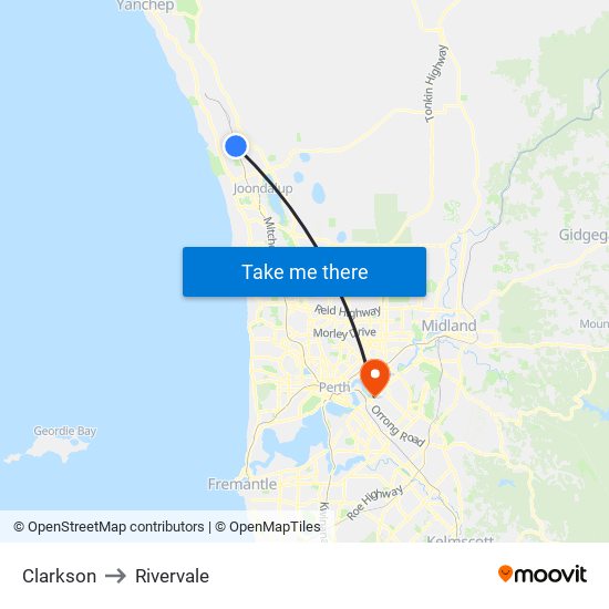 Clarkson to Rivervale map