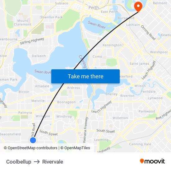 Coolbellup to Rivervale map