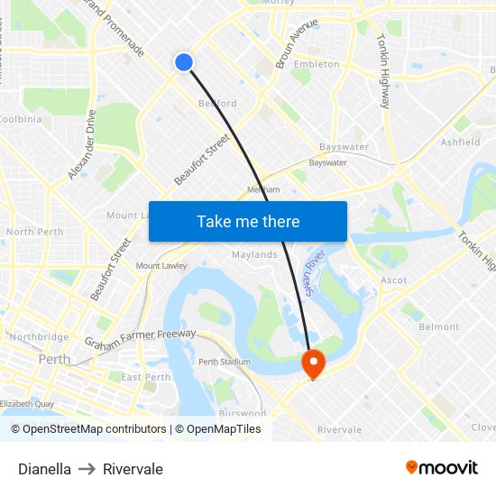 Dianella to Rivervale map