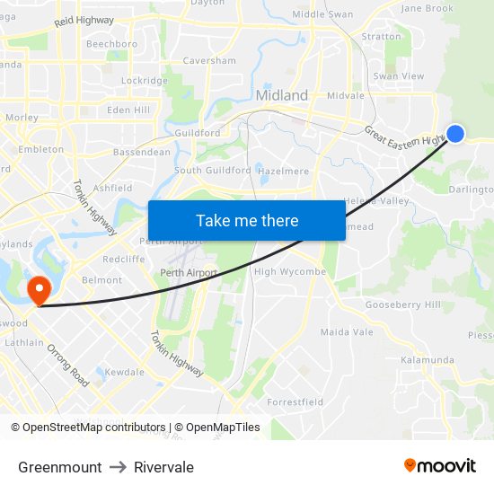 Greenmount to Rivervale map