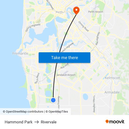 Hammond Park to Rivervale map
