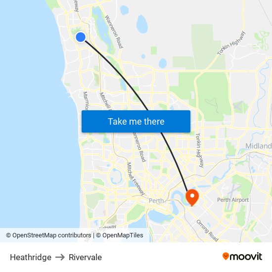 Heathridge to Rivervale map