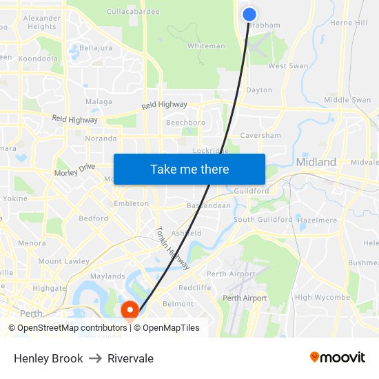 Henley Brook to Rivervale map