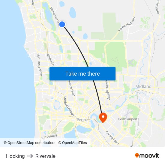 Hocking to Rivervale map