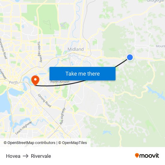 Hovea to Rivervale map