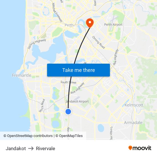 Jandakot to Rivervale map