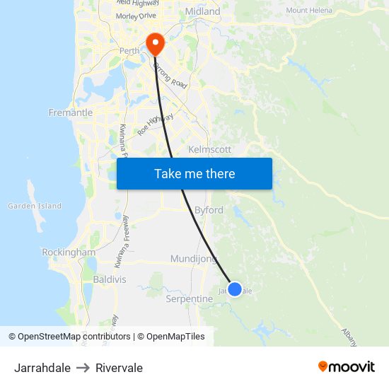 Jarrahdale to Rivervale map