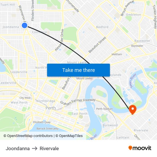 Joondanna to Rivervale map