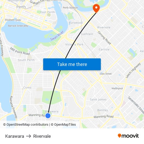 Karawara to Rivervale map