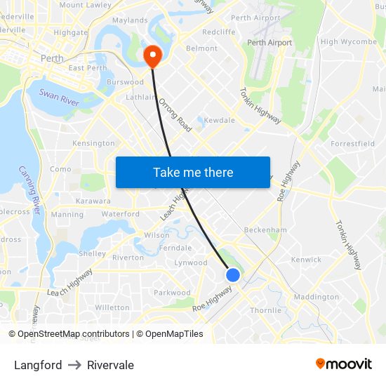 Langford to Rivervale map