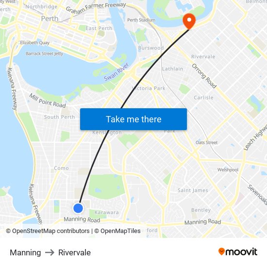 Manning to Rivervale map