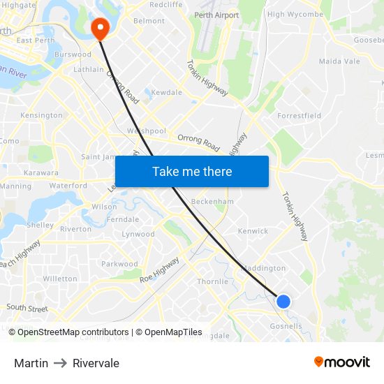 Martin to Rivervale map